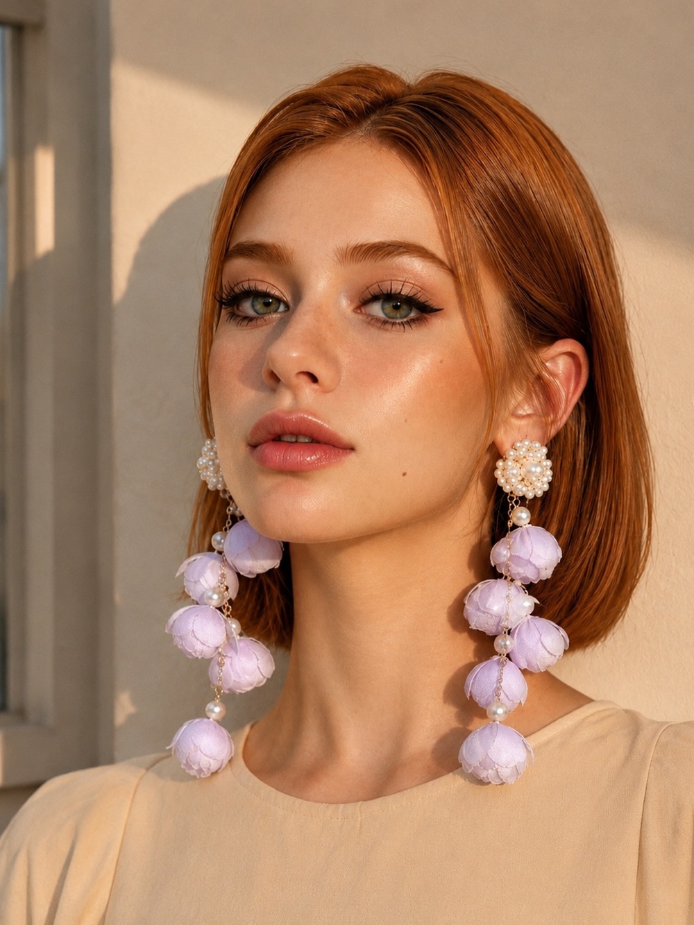 Pearl & Floral Blossom Cascade Drop Earrings